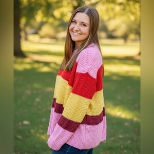 1.4.3 Story Striped Colorblock Sweater